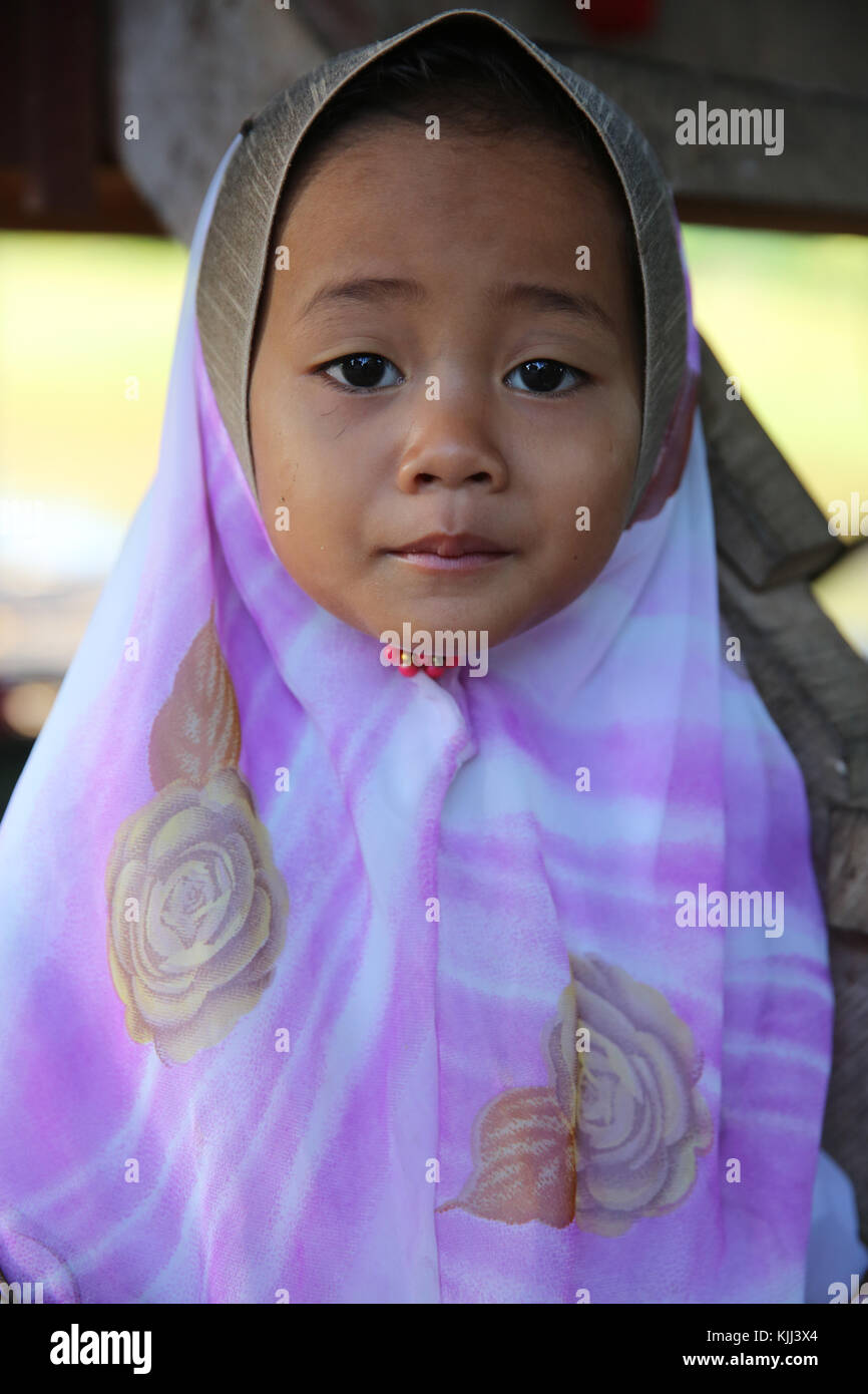 Cambodian muslim girl. Battambang.  Cambodia. Stock Photo