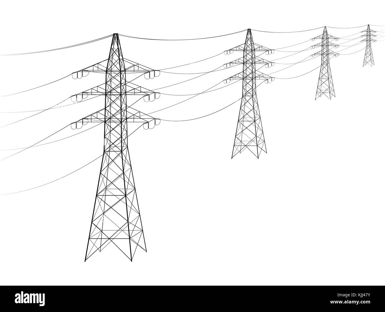 Overhead power line. A number of electro-eaves departing into the distance. Transmission and supply of electricity. Procurement for an article on the  Stock Vector
