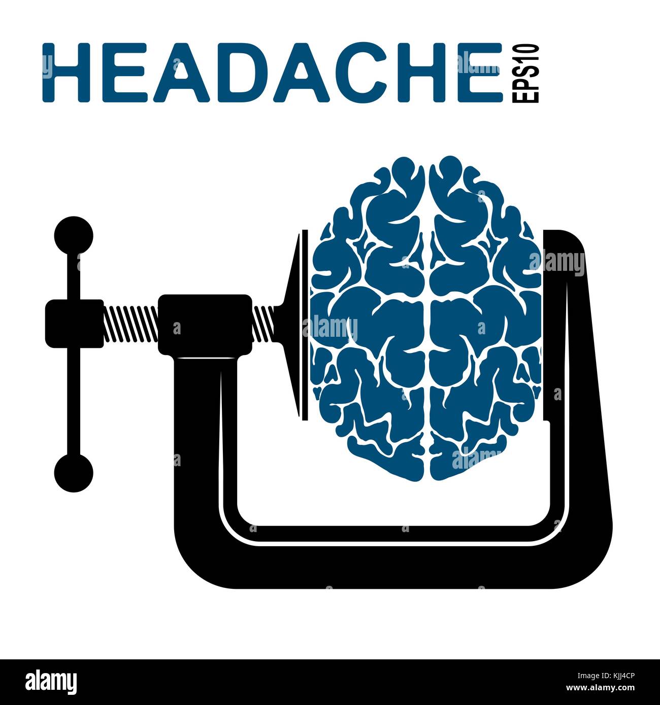 Logo or icon about a headache. Pressure on the brain. Oppression of man. Stock Vector