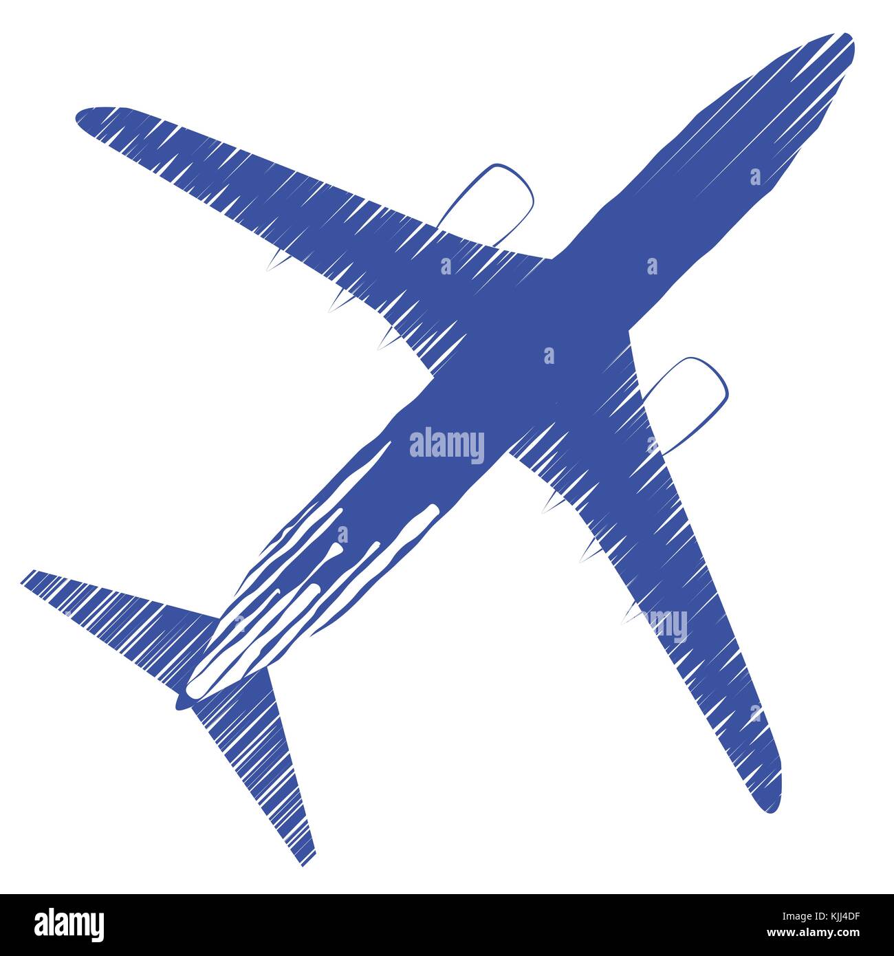 Airplane top view. Vector illustration airplane. Airline Concept Travel Passenger plane. Icon of Jet commercial airplane isolated on a white background. Stock Vector