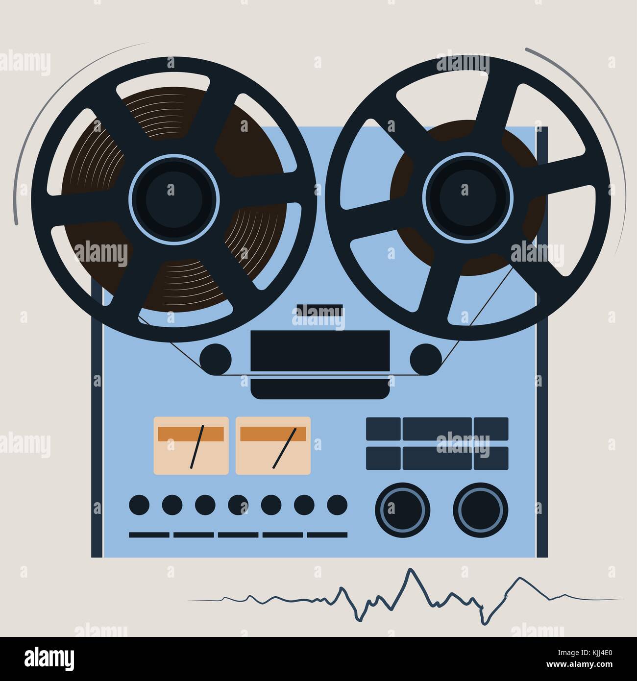 Tape Recorder, Deck or Machine in Retro Style with Bobbins. Sound Retro Audio  Device. Stock Vector - Illustration of audio, cassette: 190786119, sound  recording tape