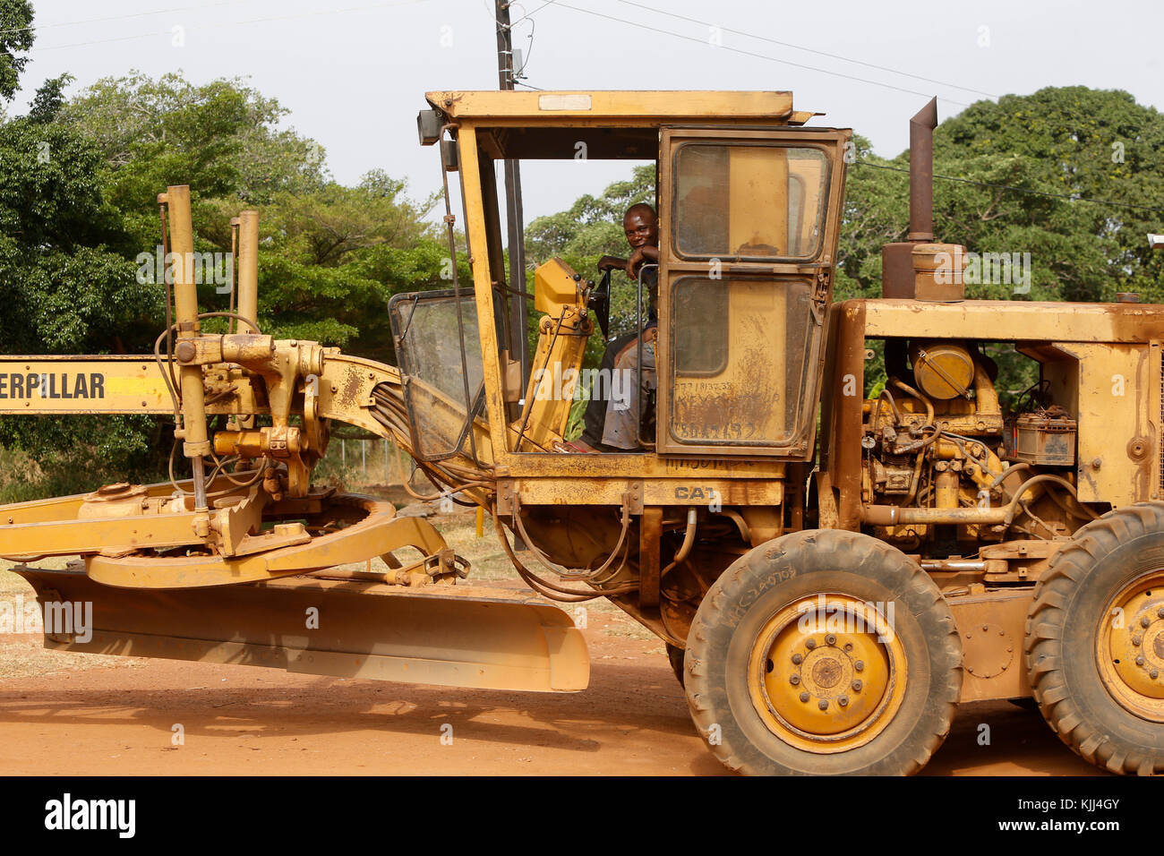 Roadworks. Bulldozer. Uganda Stock Photo