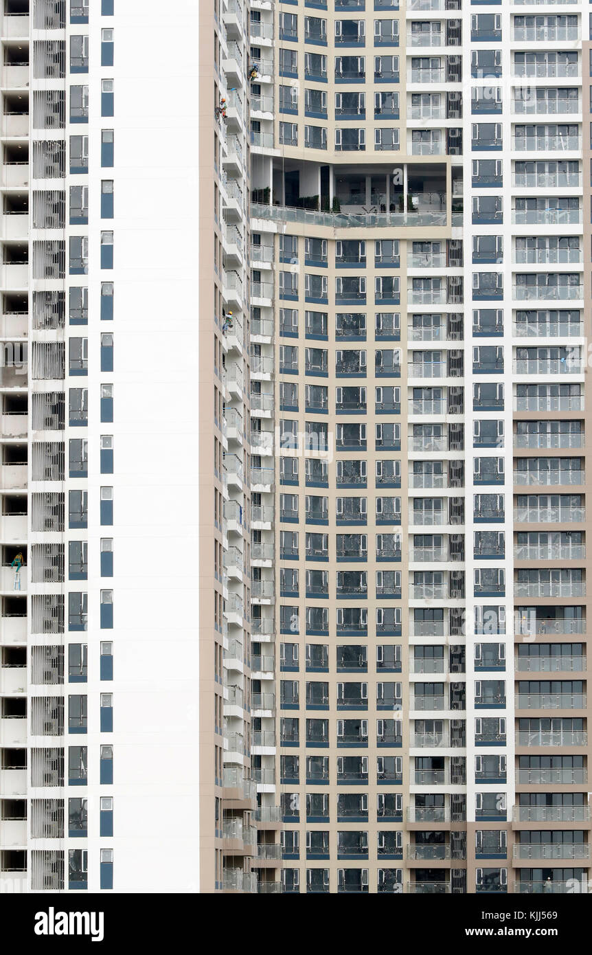 Apartment building windows.  Ho Chi Minh City. Vietnam. Stock Photo