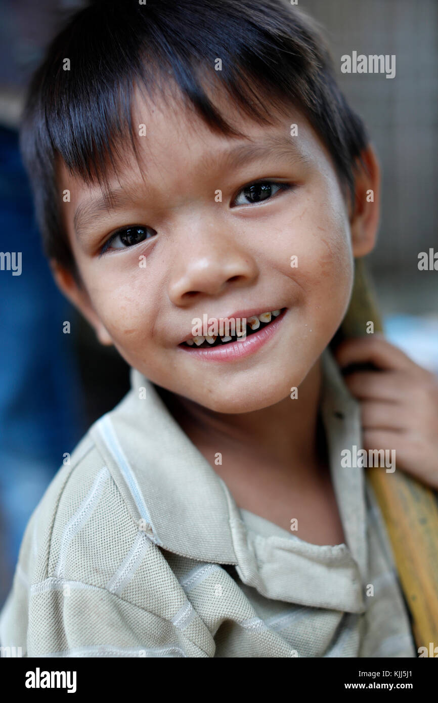 Bahnar (Ba Na) ethnic group.  Young boy. Portrait.  Kon Tum. Vietnam. Stock Photo
