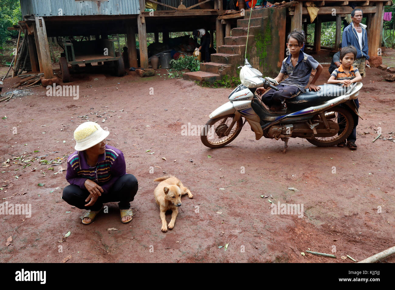 Jarai (Gia Rai) ethnic group. Tradional village.  Kon Tum. Vietnam. Stock Photo
