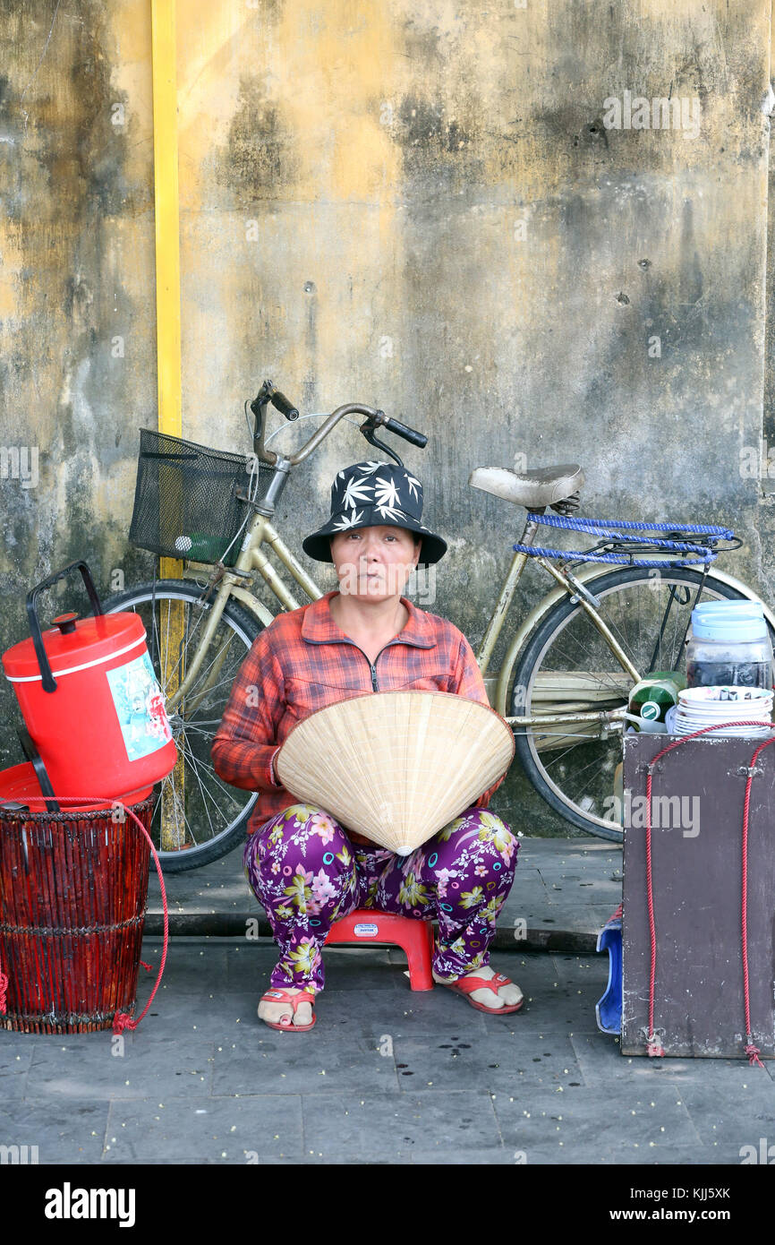 Woman with her  conical hat. Hoi An. Vietnam. Stock Photo