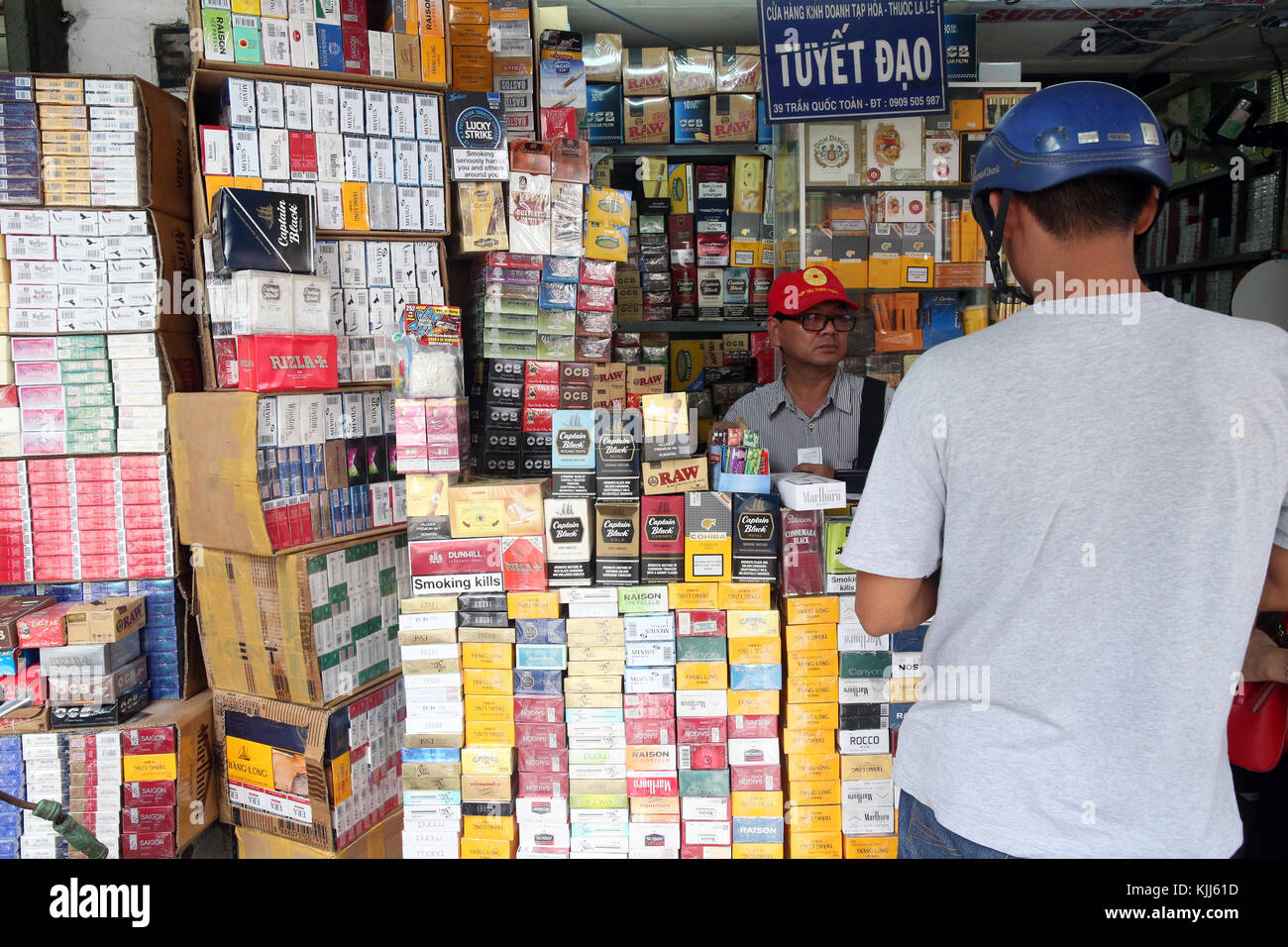Cigarettes and Tobacco for sale. Ho Chi Minh City. Vietnam. | usage  worldwide Stock Photo