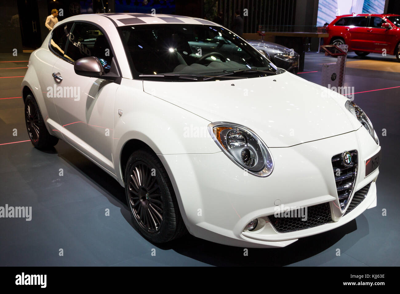BRUSSELS - JAN 12, 2016: Alfa Romeo MiTo car showcased at the Brussels Motor Show. Stock Photo