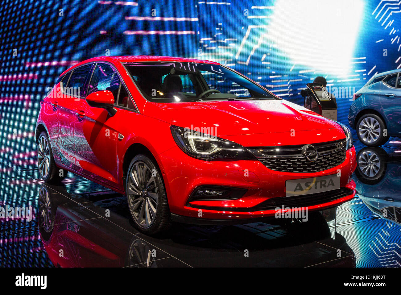 BRUSSELS - JAN 12, 2016: Opel Astra car showcased at the Brussels Motor Show. Stock Photo
