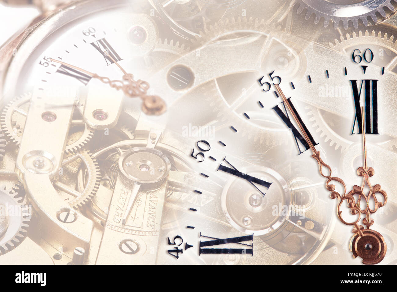 Clock with gears in the background Stock Photo Alamy