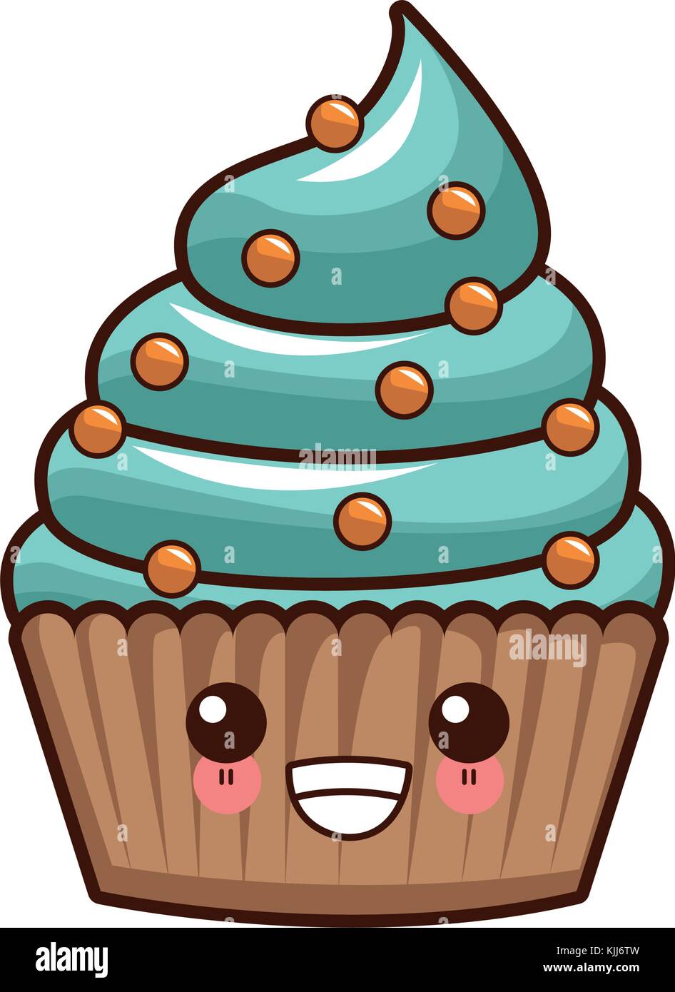 Cupcake delicious dessert kawaii cute cartoon Stock Vector Art