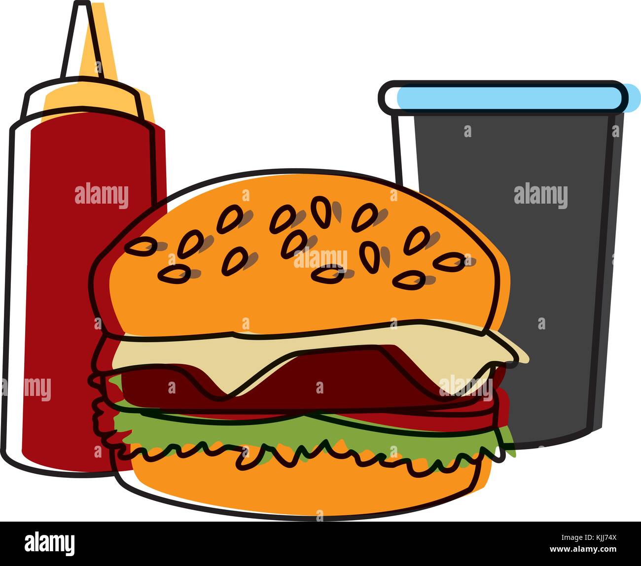 Hamburger with soda and sauce Stock Vector Image & Art - Alamy