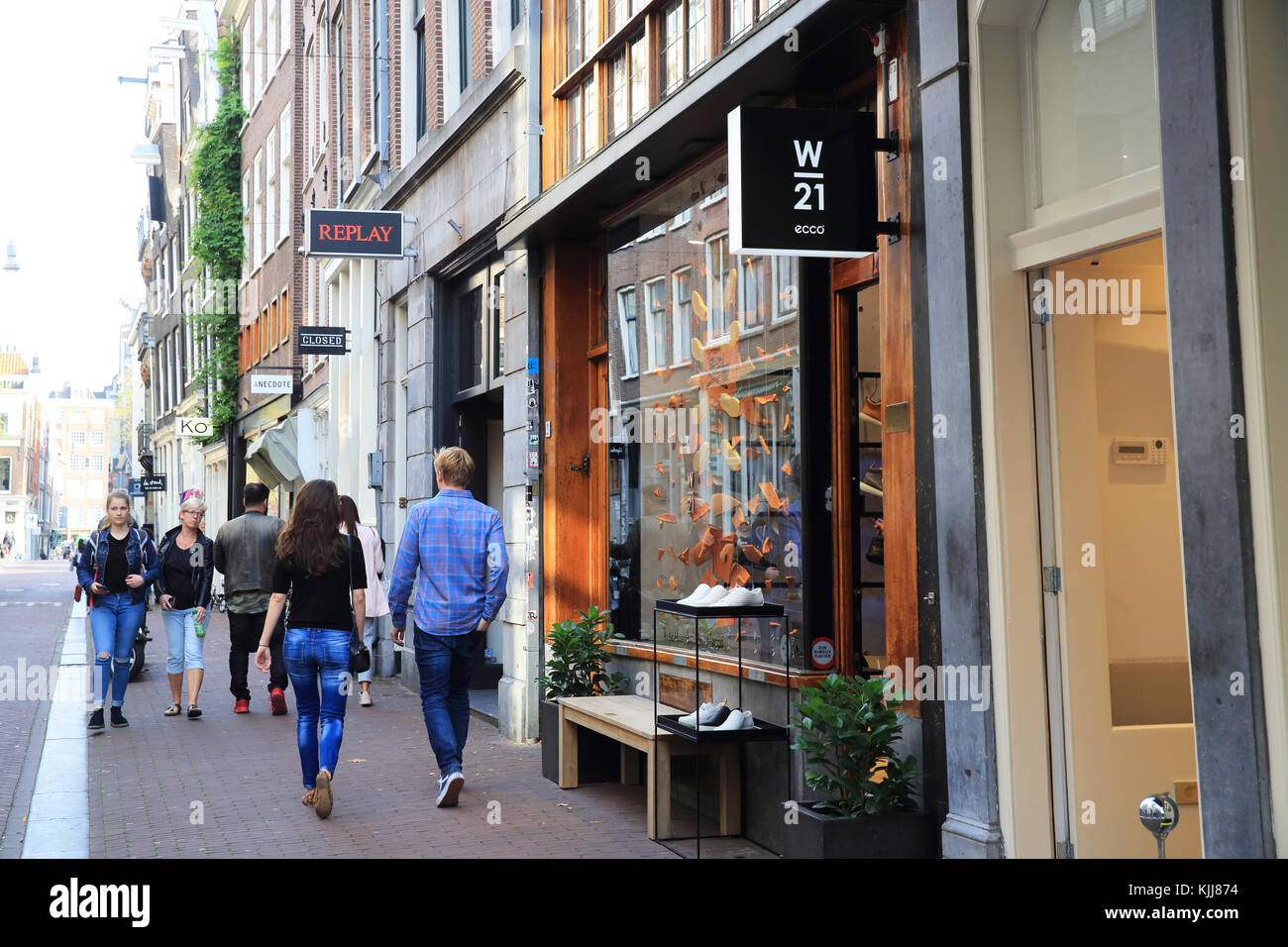 Trendy Wolvenstraat, in De 9 Straatjes, the Nine Streets, in Amsterdam, in the Netherlands Stock Photo