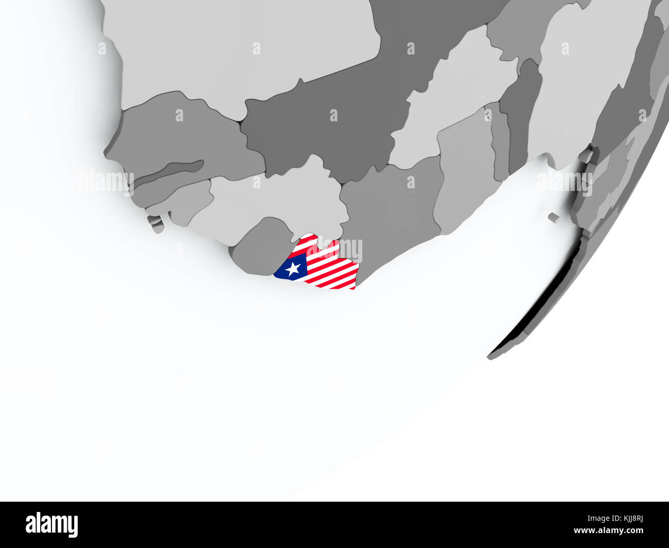 Liberia on political globe with flag. 3D illustration Stock Photo - Alamy