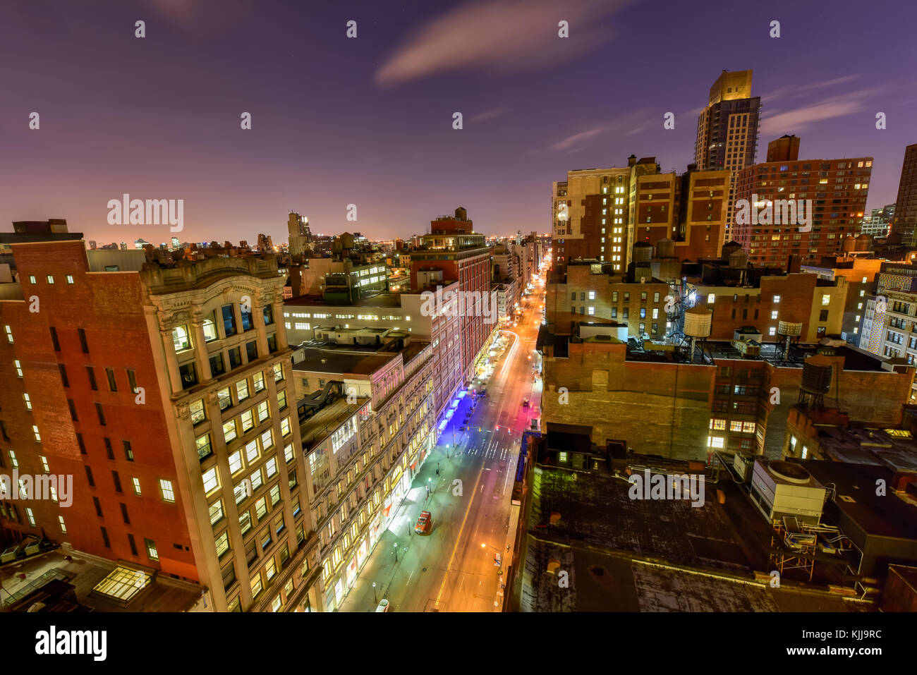 New York City streets at night with lights and traffic Stock Photo - Alamy