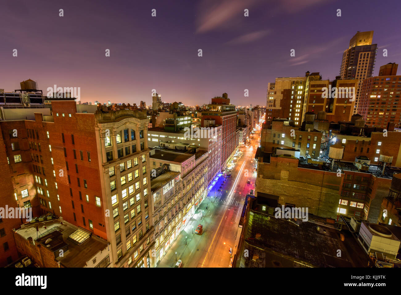 New York City streets at night with lights and traffic Stock Photo - Alamy