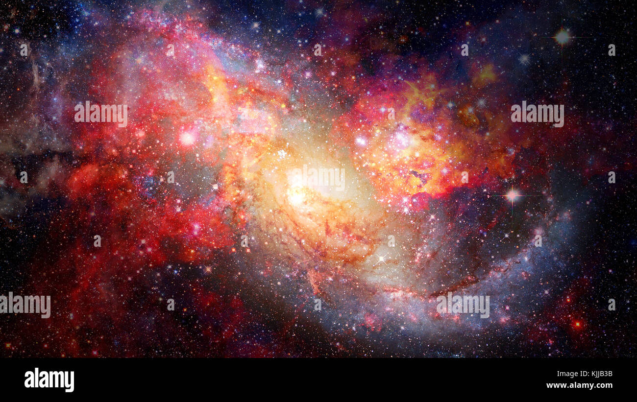 Nebula and spiral galaxies in space. Elements of this image furnished