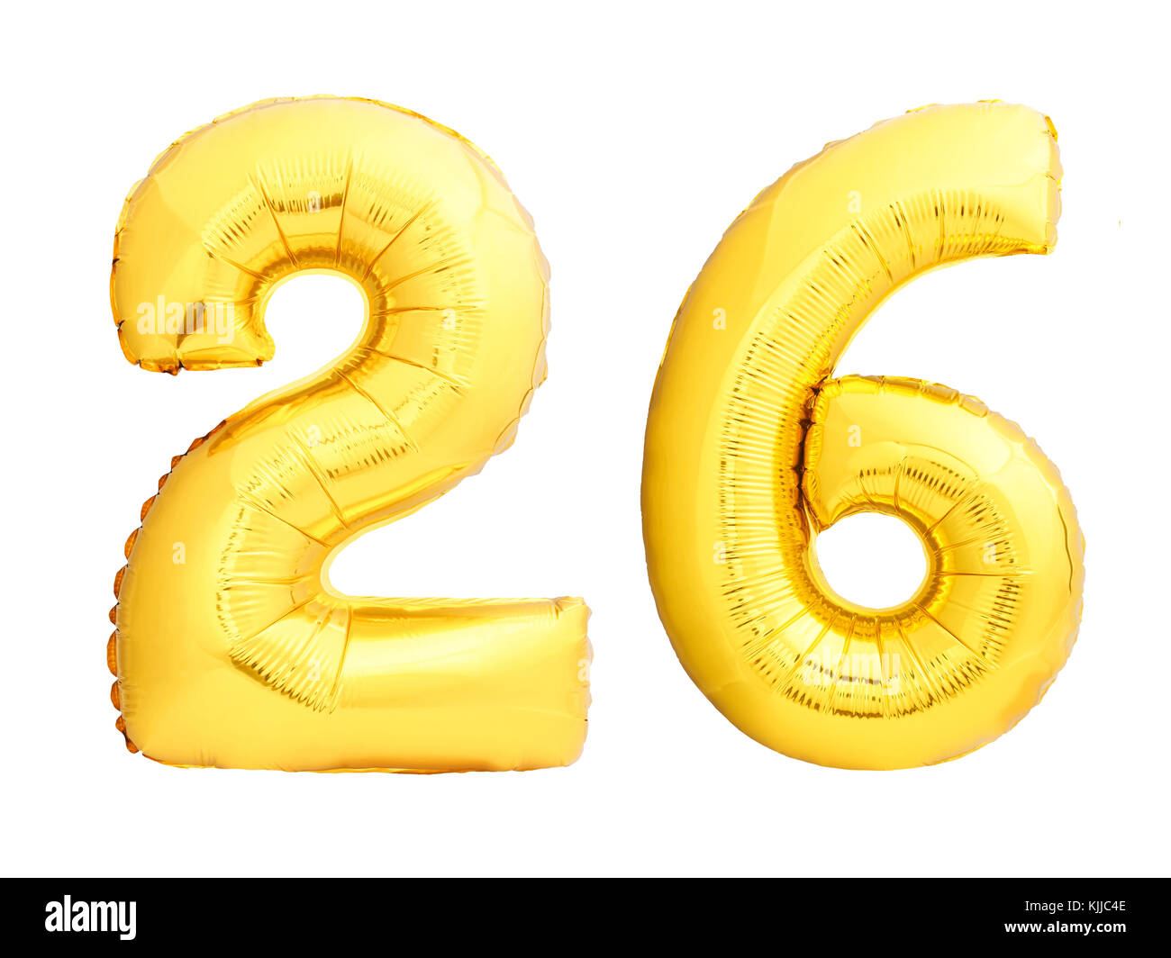 Golden number 26 twenty six made of inflatable balloon Stock Photo - Alamy