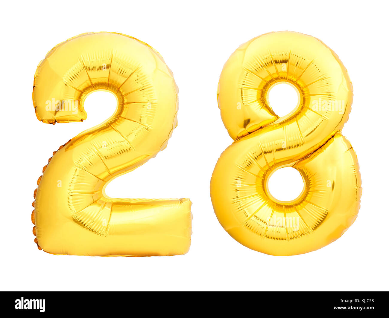 Golden number 28 twenty eight made of inflatable balloon Stock Photo ...
