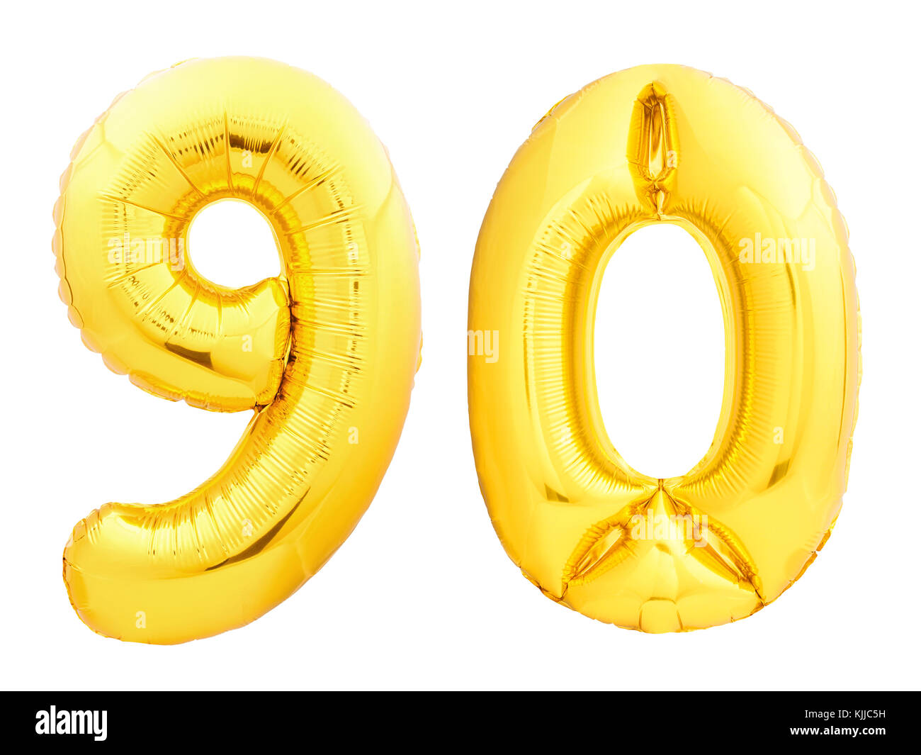 Golden number 90 ninety made of inflatable balloon Stock Photo Alamy