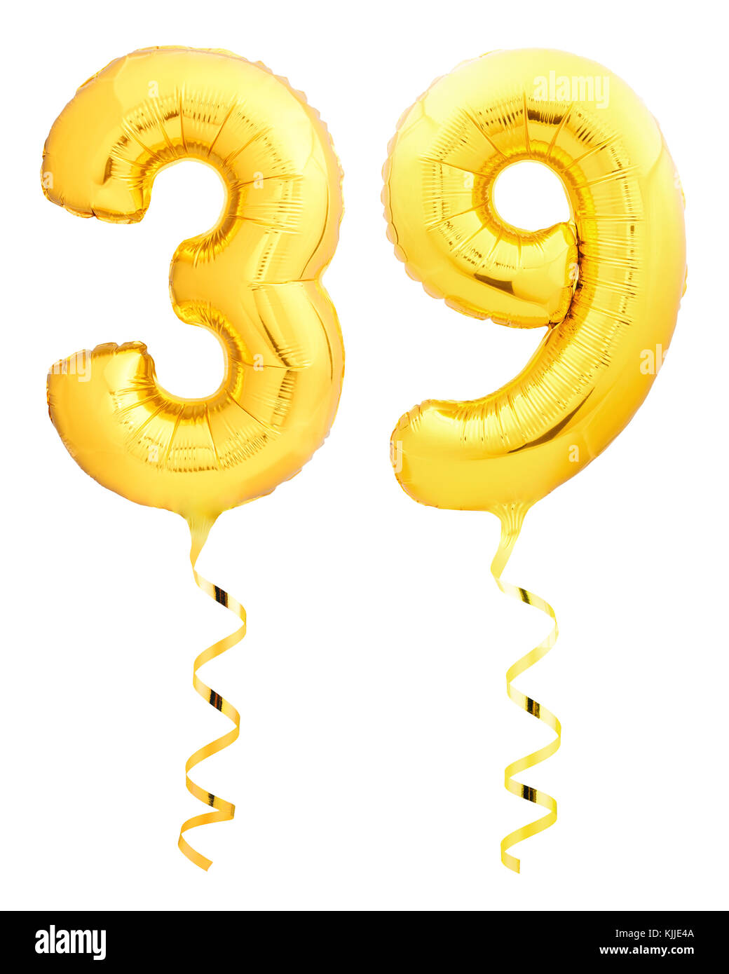 Golden number thirty nine 39 made of inflatable balloon Stock Photo