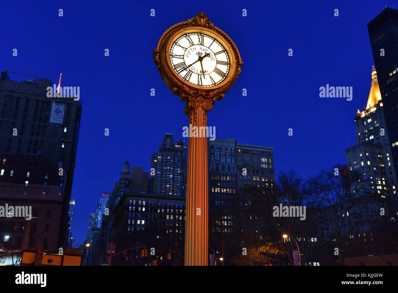NEW YORK, NEW YORK - JANUARY 31, 2015: Fifth Avenue Clock, completed in 1909 in the Madison Square neighborhood. Stock Photo