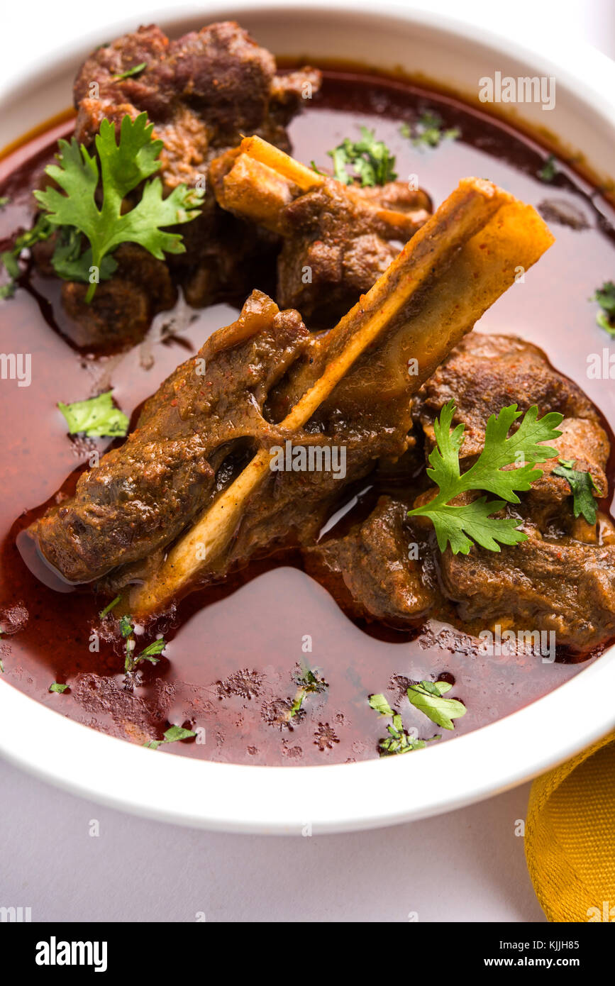 Mutton Masala Or Masala Gosht or indian lamb rogan josh with some