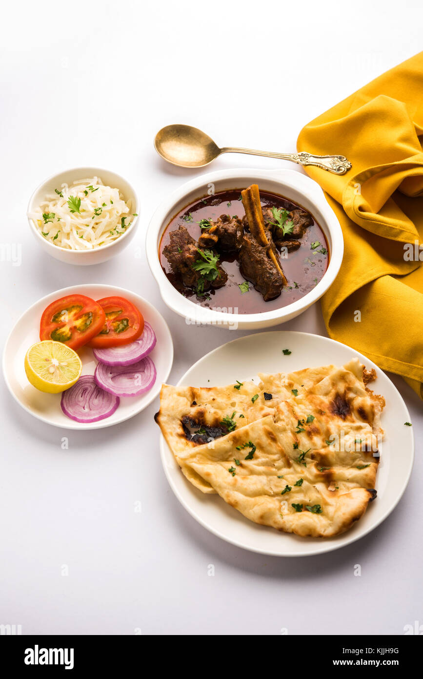 Mutton Masala Or Masala Gosht or indian lamb rogan josh with some