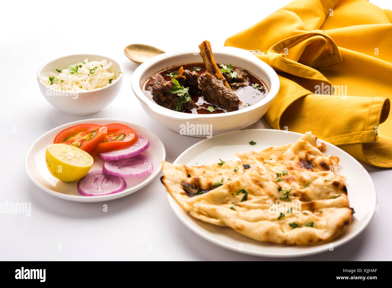 Mutton Masala Or Masala Gosht or indian lamb rogan josh with some