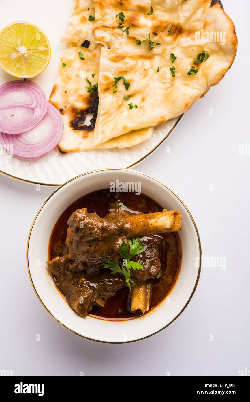 Mutton Masala Or Masala Gosht or indian lamb rogan josh with some