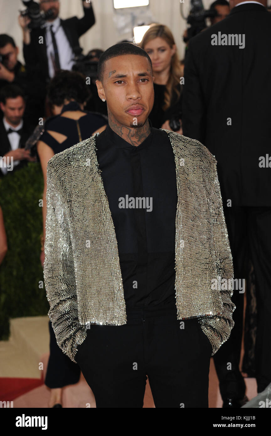 NEW YORK, NY - MAY 02: (Embargoed till 05/03/16) Tyga arrives for the  'Manus x Machina: Fashion In An Age Of Technology' Costume Institute Gala  at Metropolitan Museum of Art on May