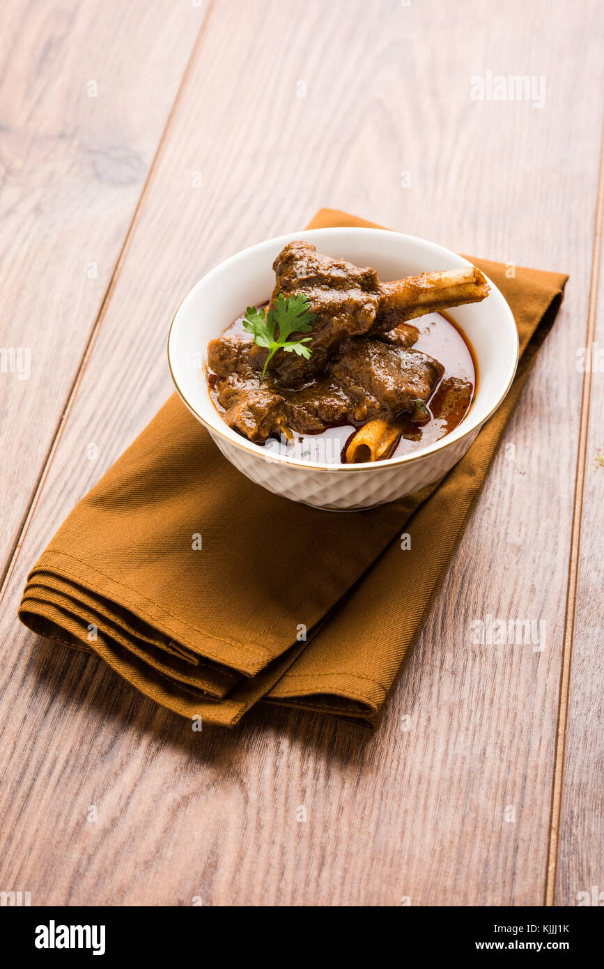 Mutton Masala Or Masala Gosht or indian lamb rogan josh with some