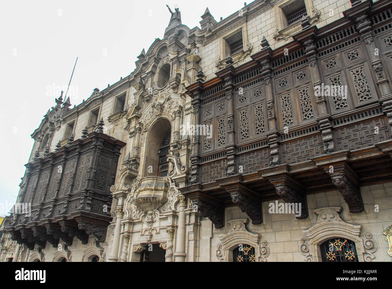 Archbishop s Palace Balcony In The Plaza De Armas Lima Peru Stock Archbishop s Palace Balcony In The Plaza De Armas Lima Peru Stock