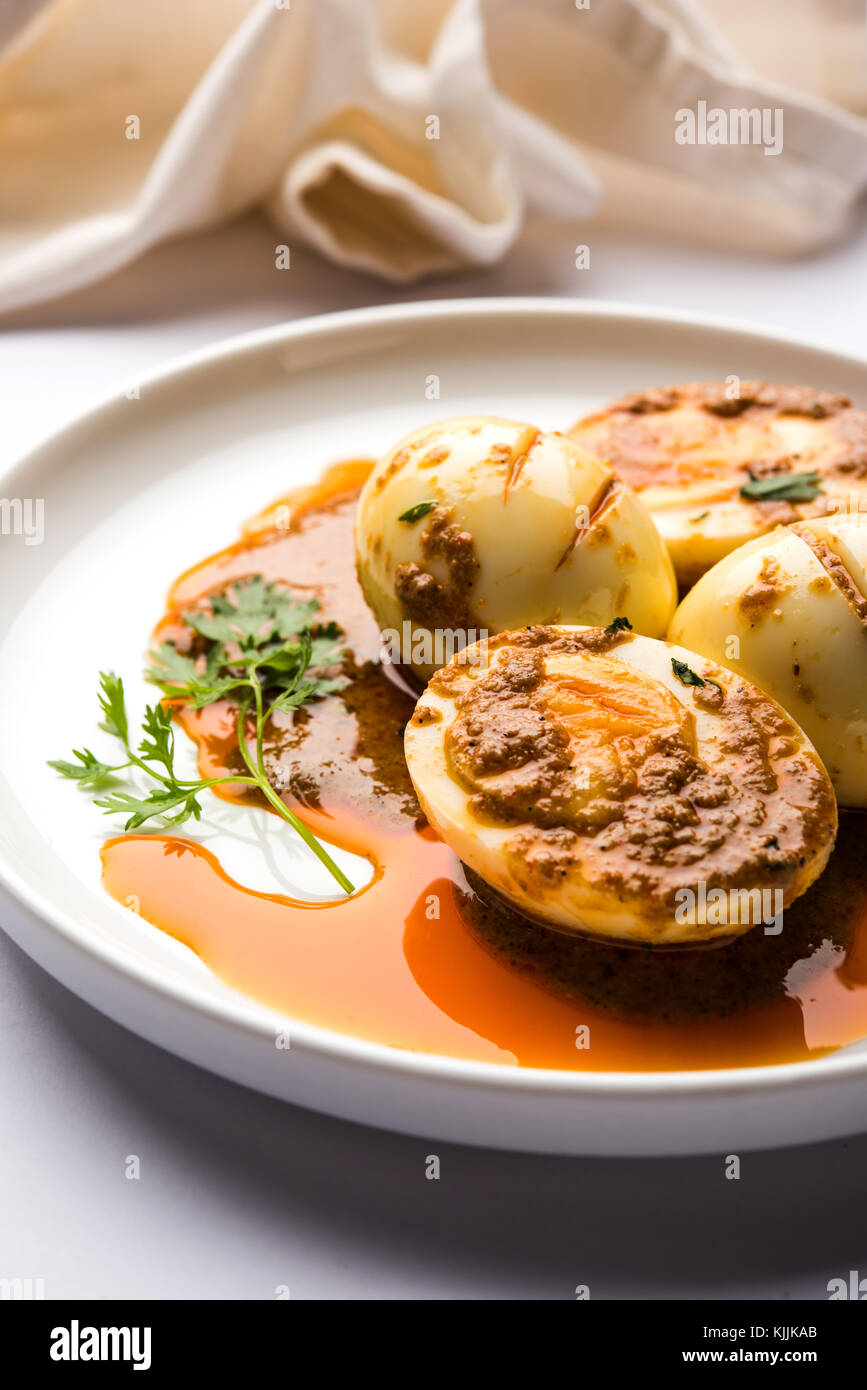 Anda Curry or Egg Curry or Egg masala gravy, indian spicy food or ...