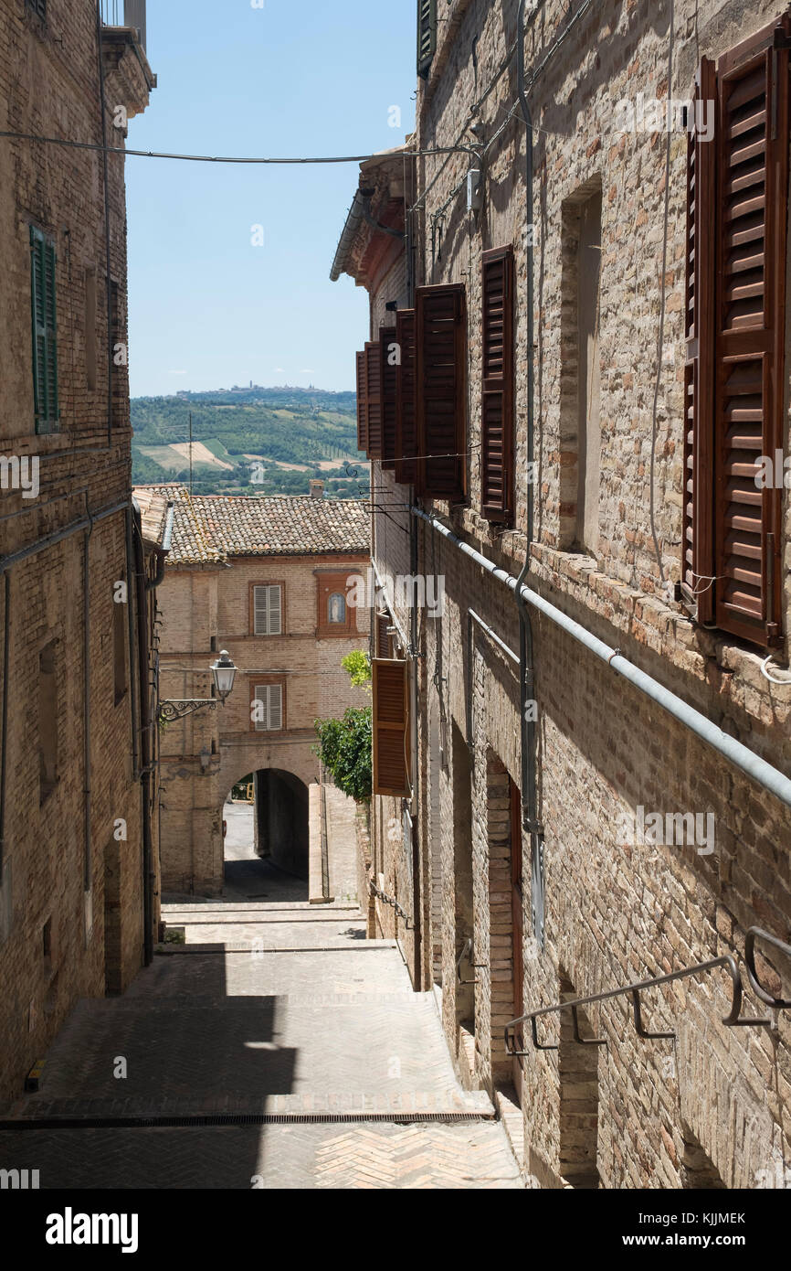 Montecassiano (Macerata, Marches, Italy), old buildings in the historic town Stock Photo