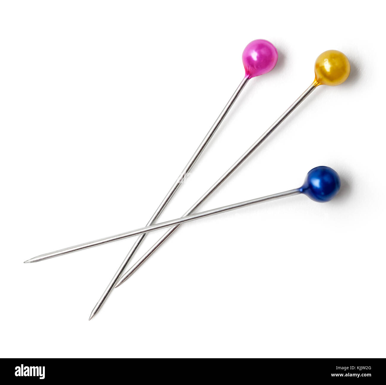 Many sewing push pins isolated on white background.with clipping path