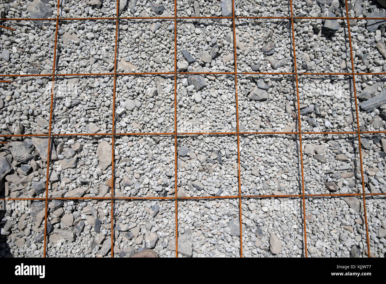 Construction site. Rusting metals rods.  France. Stock Photo