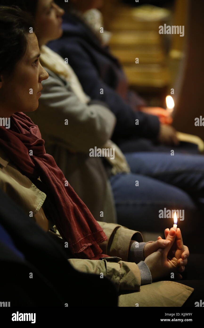 Easter vigil at Notre Dame du Travail catholic church, Paris. France. Stock Photo