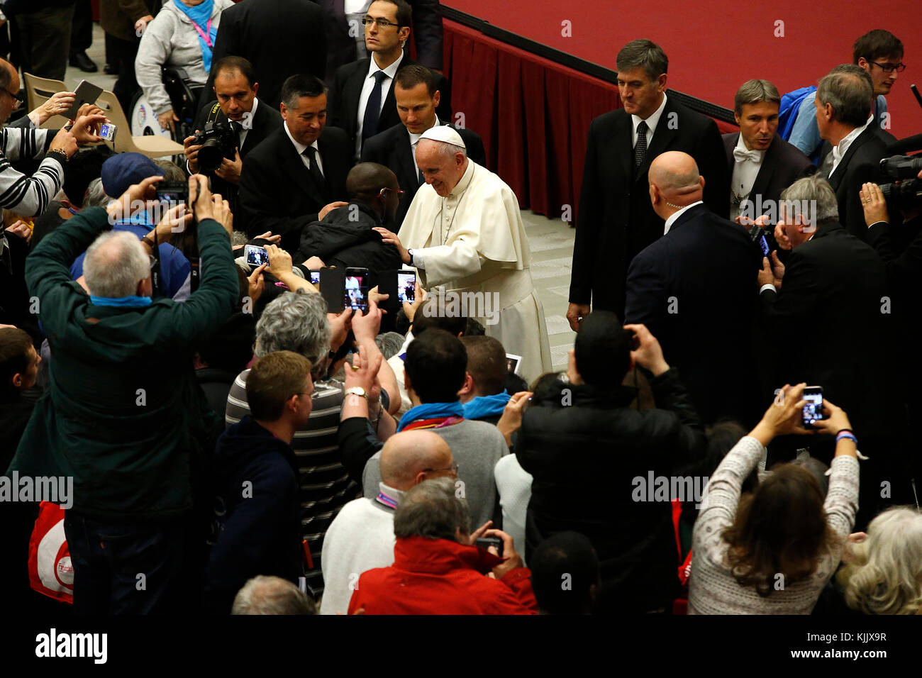 FRATELLO pilgrimage in Rome. Pope Francesco meeting homeless people. Italy. Stock Photo