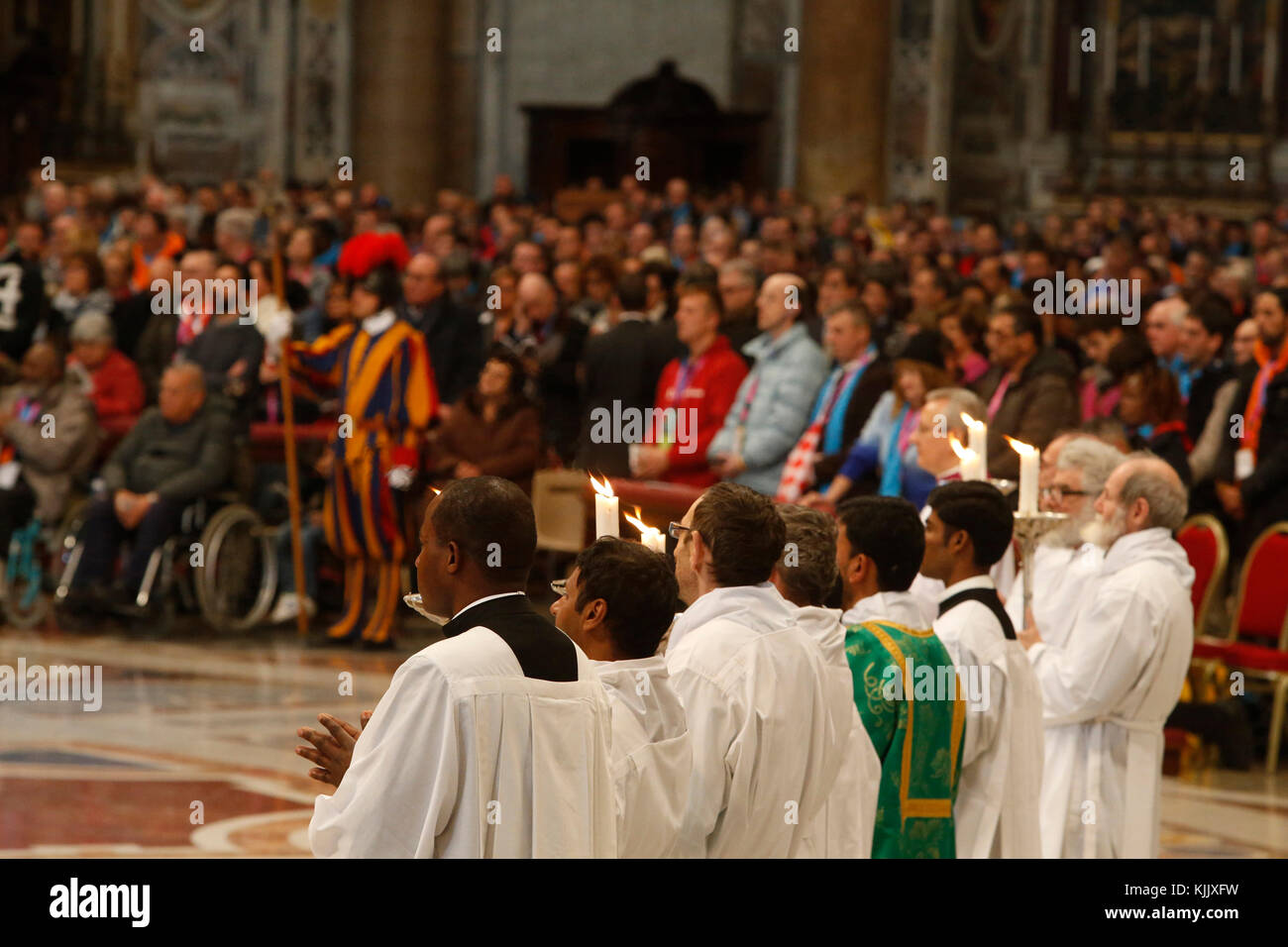Mass in Saint Peter's basilica, Rome. Italy. Stock Photo