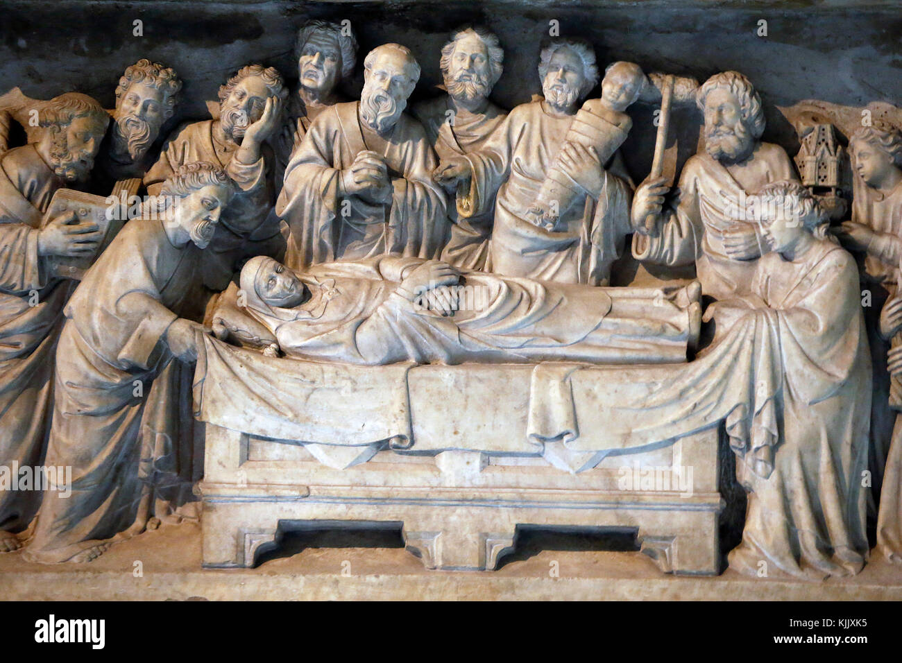 Santa Maria in Trastevere basilica, Rome. Virgin Mary's death. Italy. Stock Photo