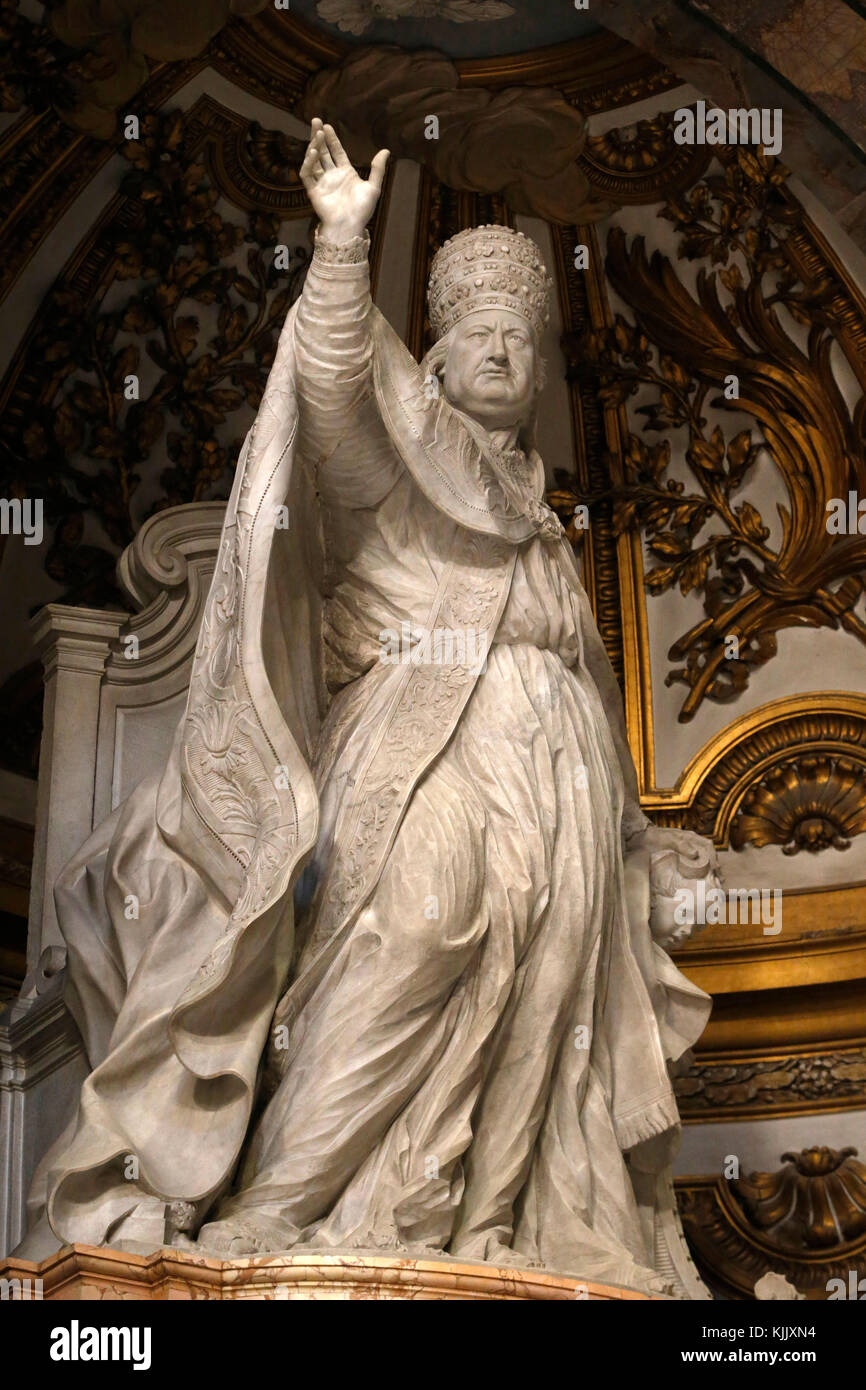 Pope Benedict XIV statue in St Peter's basilica, Rome. Italy. Stock Photo