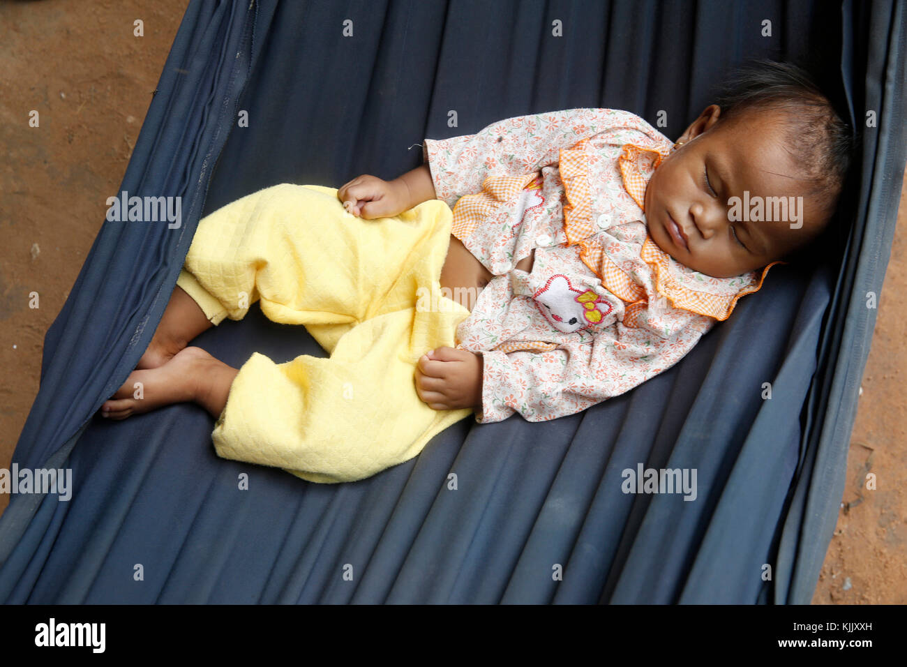 Baby sleeping in a hammock. Battambang. Cambodia Stock Photo Alamy