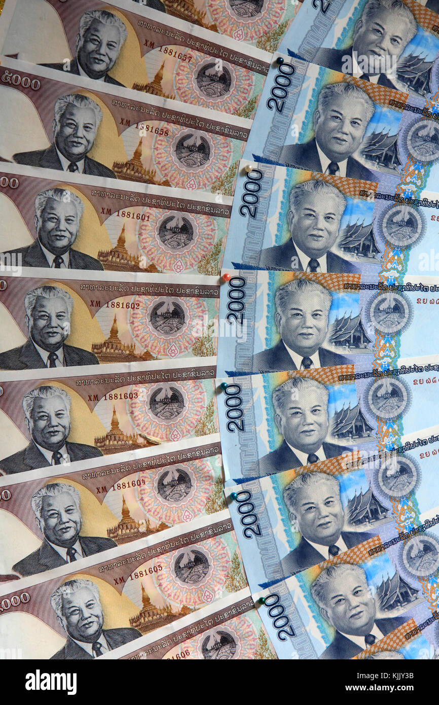 Bank notes. Offerings. Laos Stock Photo Alamy