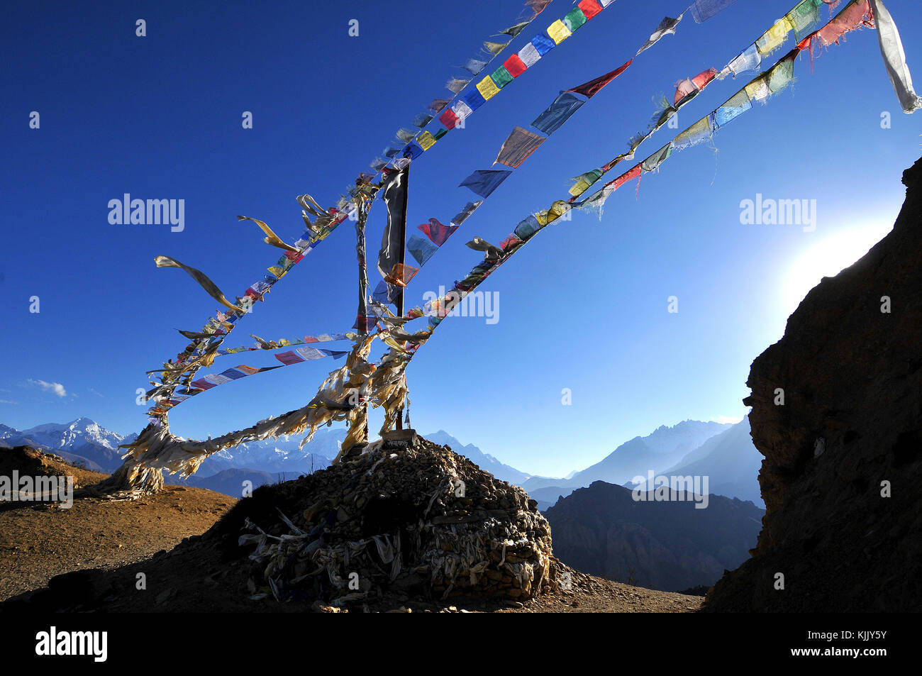 Prayer flags, Mustang. Nepal. Stock Photo
