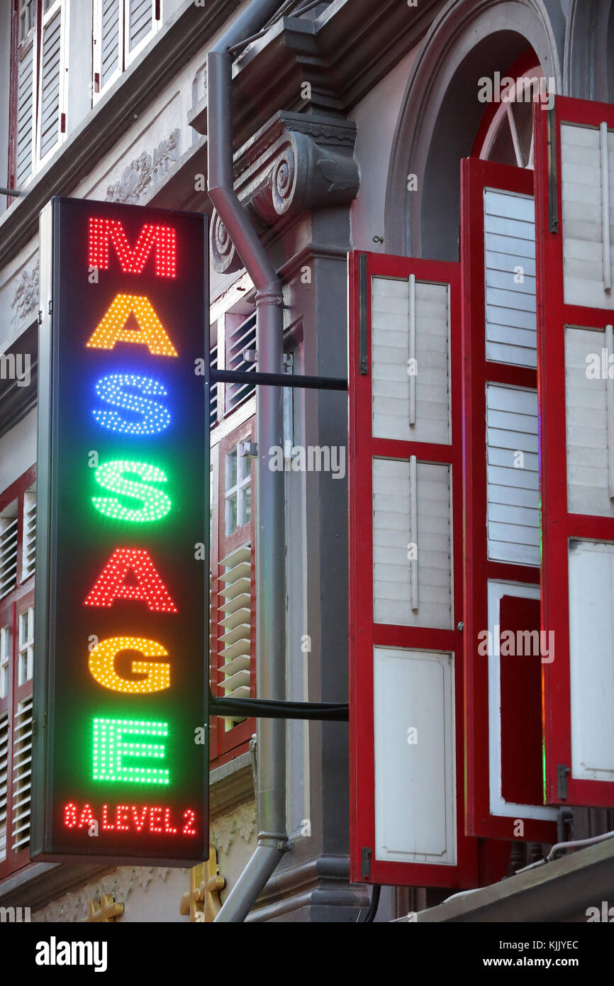 Colourful colonial architecture. Chinatown. Singapore. Massage