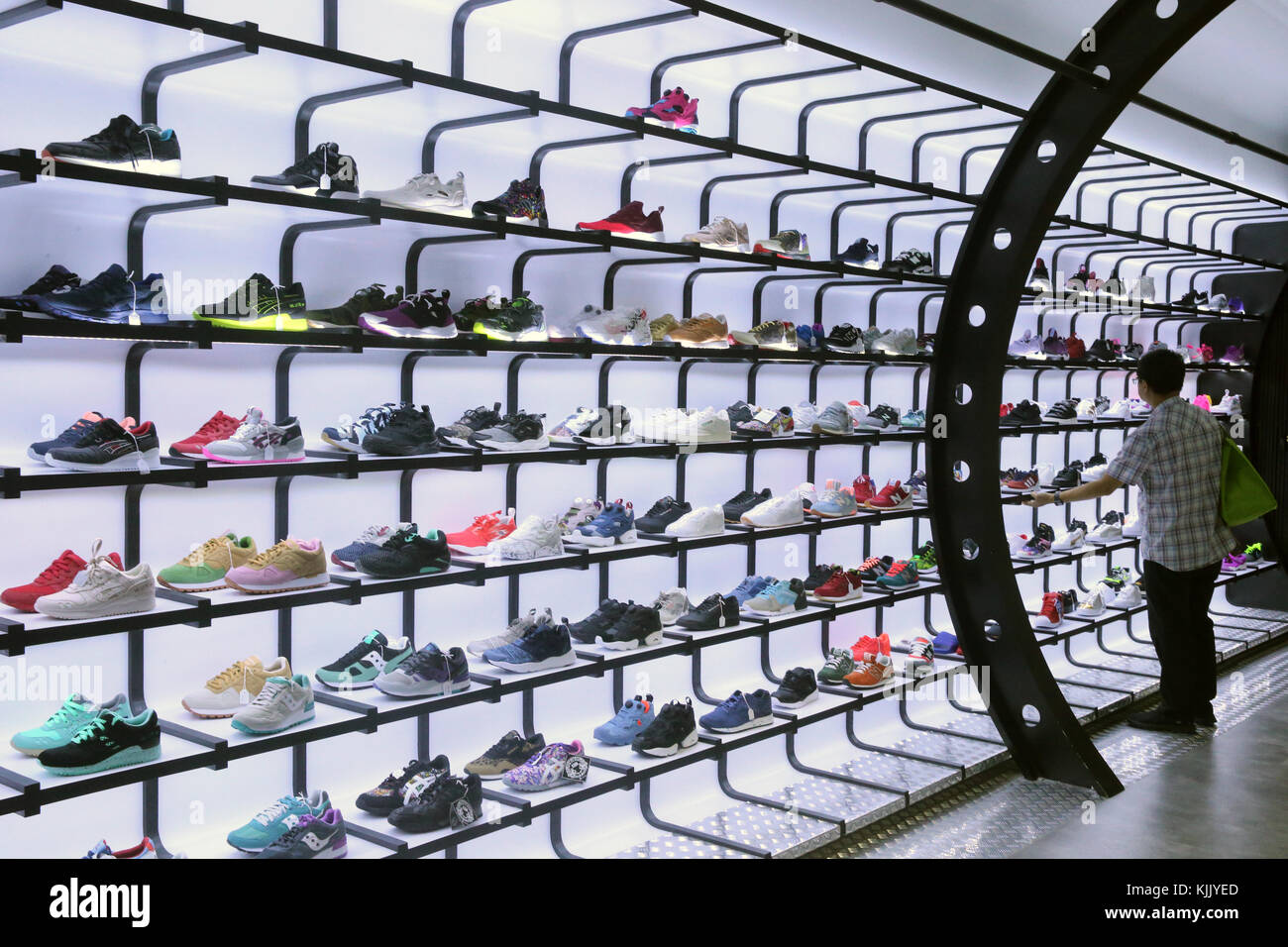 Raffles City. Sport shoes.  Singapore. Stock Photo