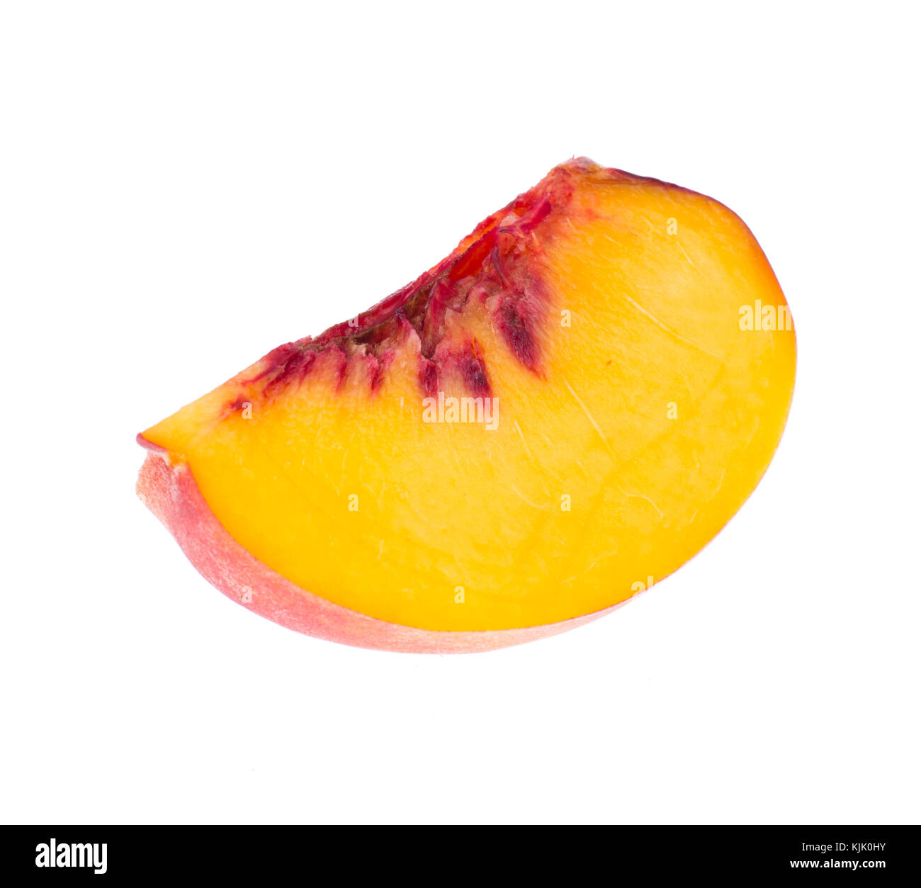 Sliced slices of fresh ripe peach on white background. Studio Photo ...