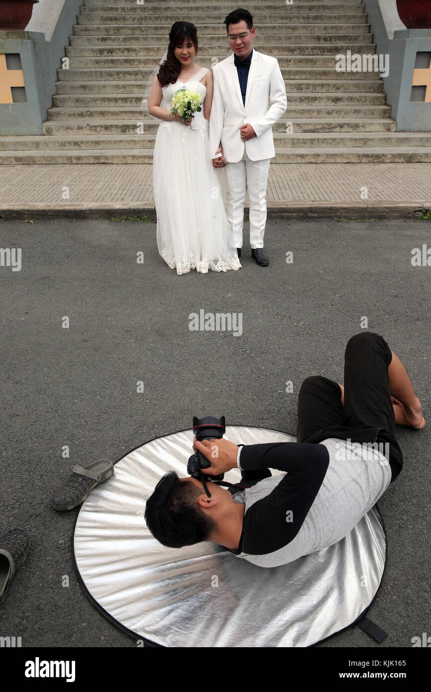 Dalat cathedral.  Wedding photography. Dalat. Vietnam. Stock Photo