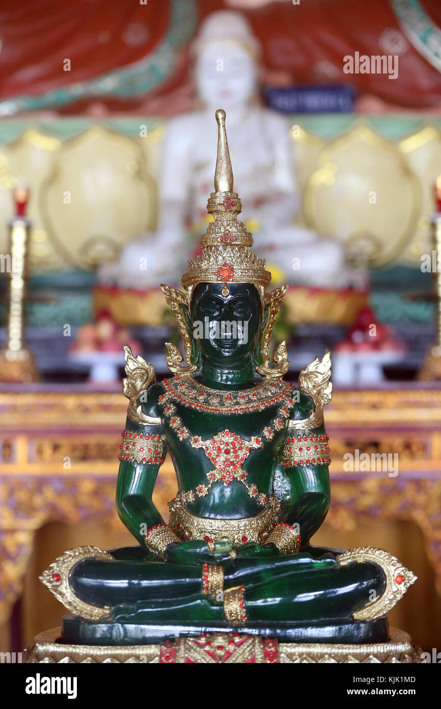 Linh An buddhist pagoda. Emerald Buddha. Lotus position. Dalat. Vietnam. Stock Photo